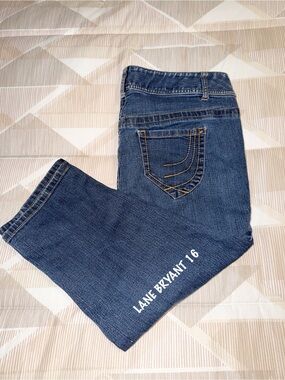 Lane Bryant Blue Denim Capris with Contrast Stitching